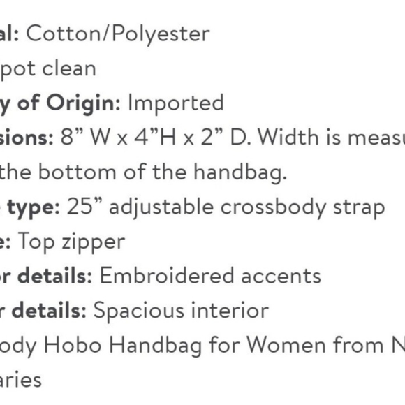 No Boundaries Juniors Crossbody Hobo Handbag, Denim - Picture 4 of 4